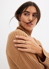 Prsteny s kři&scaron;ť&aacute;lov&yacute;mi kameny (2 ks v balen&iacute;) | zlat&aacute; | Vel. 19 | mosaz| bonprix