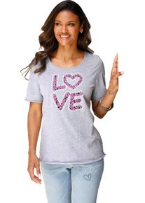 Damske Tričko s kr&aacute;tk&yacute;m ruk&aacute;vem s potiskem LOVE světle&scaron;ed&aacute;-mel&iacute;r-purpurov&aacute; ,velikost 46