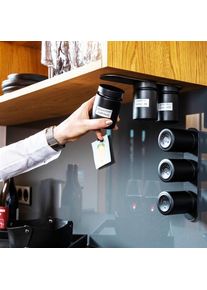 silwy Feinkost-Magnetgläser inkl. Leiste, 192ml, all black