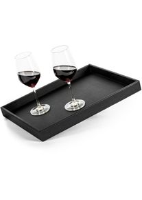 silwy Metall-Tablett im Lederlook, schwarz