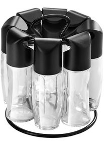 Metaltex Spice-8 Gewürzständer inkl. Streuer, 15x16,5cm, schwarz