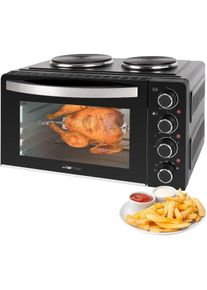 Clatronic KK 3786 Miniküche, 3100 W, 28 L, 2 Kochplatten, mit Backofen, Drehspieß, schwarz (263984)