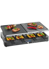 Clatronic RG 3518 2-in-1 Raclette-Grill, 1200-1400 W, 8 Pfännchen, schwarz (261706)