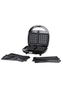 Clatronic ST/WA 3670 Sandwichtoaster mit Wechselplatten für Waffeln und Kontaktgrill, schwarz/edelstahl (263805)