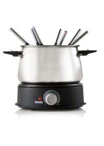 Domo DO706F Fondue, 1500 W, 1,4 L, 8 Fonduegabeln, Edelstahl/schwarz