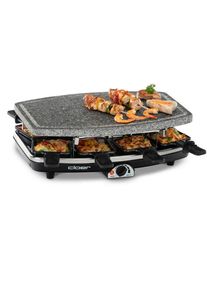 Cloer 6430 Raclettegrill mit Naturstein, 1200 W, 8 Pfännchen, Temperaturregler, schwarz