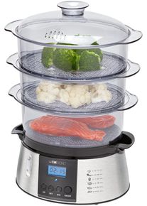 Clatronic DG 3547 Dampfgarer, 700-800 W, LCD Display, 3 Behälter, LCD-Display, inox (283044)