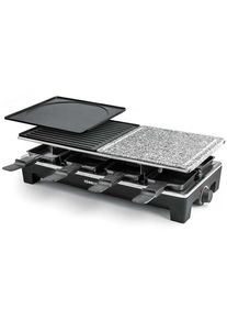 Rommelsbacher RCS 1350 Raclette, 1350W, 8 Pfännchen, 8 Wendeschaber, Antihaftbeschichtung, schwarz/Edelstahl