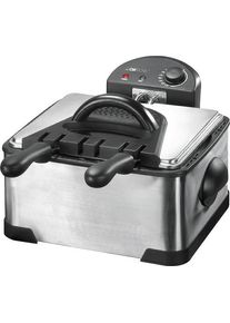 Clatronic FR 3195 Doppel-Kaltzone-Fritteuse, 4 L, 2000 W, stufenlos, 2 Kontrollleuchten, inox (273531)