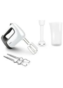 Tefal HT4611 Prep"Mix Handrührgerät mit Pürieraufsatz, Messbecher, 5 leistungsstufen, weiß/grau