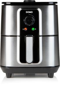 Domo DO536FR Heißluft-Fritteuse, 80% weniger Fett, Timer, 5,5L, 1,5kg, Überhitzungsschutz, Edelstahl/Schwarz