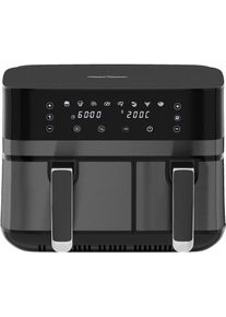 ProfiCook PC-FR 1295 H Doppel-Heißluft-Fritteuse, 2700 W, 8 Automatikprogramme, schwarz/Edelstahl