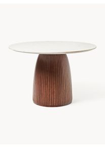 Kulatý jídelní stůl s mramorovou deskou Nelly Hnědá Dřevo, Masivní dřevo, Mramor Ø 115 cm | Westwing Collection