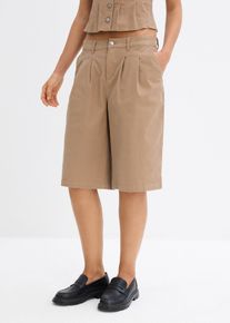 Dlouh&eacute; bermudy z elastick&eacute; bavlněn&eacute; směsi | Hněd&aacute; | Vel. 42 | bonprix