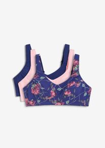 Podprsenka bez kostic s organickou bavlnou (3 ks v balení) | Modrá | Vel. 80C | bonprix