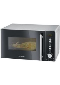 Severin MW 7773 Stand-Mikrowelle 20 Liter 45,8cm breit 800 Watt Heißluft-Funktion Grillfunktion schwarz silber