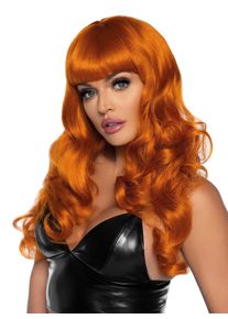 Leg Avenue Parrucca riccia rosso rame con frangia