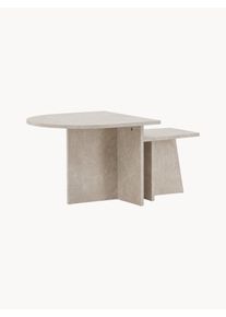 Venture Design Sada konferenčních stolků v mramorovém vzhledu Sala, 2 díly Béžová Š 60 cm, V 45 cm