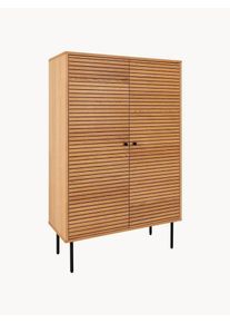 House Nordic Vysoká skříňka Kyoto Černá, Světlé dřevo Š 80 cm, H 40 cm, V 130 cm