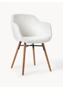 Ply&scaron;ov&aacute; židle s područkami s &uacute;zk&yacute;m skořepinov&yacute;m sed&aacute;kem Fiji B&iacute;l&aacute; L&aacute;tka, Ply&scaron; &Scaron; 61 cm, H 57 cm | Westwing Collection