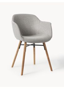 Židle s područkami s &uacute;zk&yacute;m skořepinov&yacute;m sed&aacute;kem Fiji &Scaron;ed&aacute; L&aacute;tka, Masivn&iacute; dřevo, Dřevo &Scaron; 61 cm, H 57 cm | Westwing Collection
