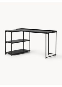 Rohový psací stůl z jasanového dřeva Renee Černá Dřevo, Masivní dřevo Š 140 cm, H 89 cm | Westwing Collection