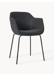 Židle s područkami s &uacute;zk&yacute;m skořepinov&yacute;m sed&aacute;kem Fiji Čern&aacute; &Scaron; 61 cm, H 57 cm | Westwing Collection