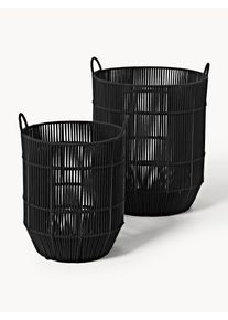 Sada ručně tkaných prádelních košů z lana Gabe, 2 díly Černá Umělé vlakno Sada s různými velikostmi | Westwing Collection