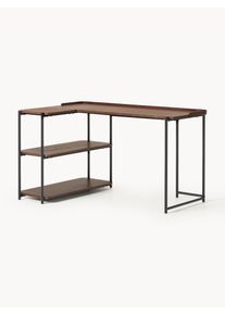 Dřevěn&yacute; rohov&yacute; psac&iacute; stůl Renee Hněd&aacute; Dřevo, Masivn&iacute; dřevo &Scaron; 140 cm, H 89 cm | Westwing Collection