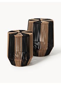 Sada ručně tkaných prádelních košů z lana Gabe, 2 díly Hnědá, Černá Umělé vlakno Sada s různými velikostmi | Westwing Collection