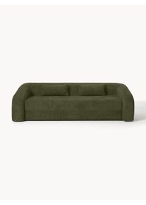 Rozkl&aacute;dac&iacute; pohovka z ply&scaron;ov&eacute;ho boucl&eacute; Eliot, 3m&iacute;stn&aacute; Zelen&aacute; Ply&scaron;, Boucl&eacute; &Scaron; 230 cm, D 100 cm | Westwing Collection