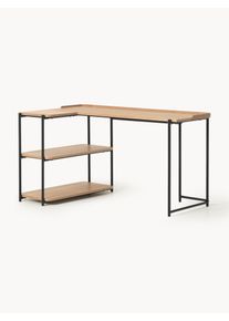 Rohov&yacute; psac&iacute; stůl z jasanov&eacute;ho dřeva Renee Hněd&aacute; Dřevo, Masivn&iacute; dřevo &Scaron; 140 cm, H 89 cm | Westwing Collection