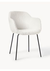 Ply&scaron;ov&aacute; židle s područkami s &uacute;zk&yacute;m skořepinov&yacute;m sed&aacute;kem Fiji B&iacute;l&aacute; L&aacute;tka, Ply&scaron; &Scaron; 61 cm, H 57 cm | Westwing Collection