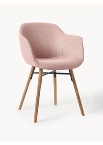 Židle s područkami s &uacute;zk&yacute;m skořepinov&yacute;m sed&aacute;kem Fiji Pudrov&aacute; &Scaron; 61 cm, H 57 cm | Westwing Collection