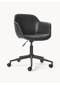 Kancel&aacute;řsk&aacute; židle z imitace kůže s &uacute;zk&yacute;m skořepinov&yacute;m sed&aacute;kem Fiji &Scaron;ed&aacute; Koženka &Scaron; 66 cm, H 66 cm | Westwing Collection
