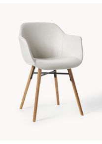 Židle s područkami s &uacute;zk&yacute;m skořepinov&yacute;m sed&aacute;kem Fiji B&iacute;l&aacute; &Scaron; 61 cm, H 57 cm | Westwing Collection