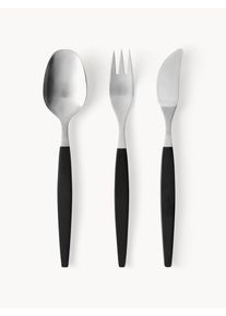 Gense Sada matně kart&aacute;čovan&yacute;ch př&iacute;borů Focus De Luxe, pro 4 osoby, 12 d&iacute;lů Čern&aacute;, Stř&iacute;brn&aacute; Nerezov&aacute; ocel Pro 4 osoby (12 d&iacute;lů)