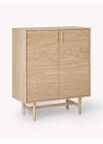 Vysok&aacute; komoda z dubov&eacute;ho dřeva Diana Hněd&aacute; Dřevo, Masivn&iacute; dřevo, Kov &Scaron; 100 cm, V 120 cm | Westwing Collection