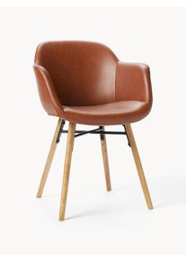 Židle s područkami z imitace kůže s &uacute;zk&yacute;m skořepinov&yacute;m sed&aacute;kem Fiji Hněd&aacute; Koženka &Scaron; 61 cm, H 57 cm | Westwing Collection