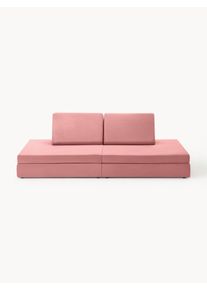 Funzy Ručně vyrobená modulární sametová pohovka na hraní Mila Růžová, Pudrová Umělé vlakno, Umělá hmota, Samet, Látka Š 168 cm, H 84 cm