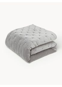 Prošívaný sametový přehoz Cheryl Šedá Samet, Bavlna Š 240 cm, D 250 cm (pro postele s rozměry až 200 x 200 cm) | Westwing Collection