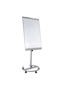 Flipchart s tabulí whiteboard, na kolečkách, Plast|Hliník, bílá|šedá