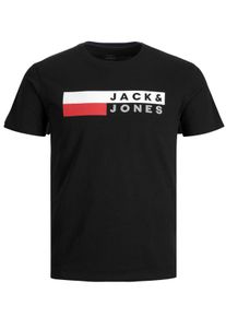 Jack & Jones Velk&eacute; Velikosti - Jack & Jones - Tričko s potiskem vpředu - 4XL - Čern&aacute;