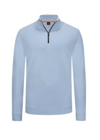 Velké Velikosti - BOSS - Mikina s límcem ve stylu troyeru a s nášivkou loga - 3XL - Světle Modrá