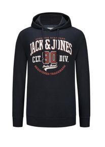 Jack & Jones Velké Velikosti - Jack & Jones - Měkká mikina s kapucí a extra velkým potiskem loga - 3XL - Námořnická Modrá