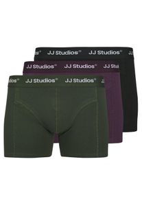Jack & Jones Velk&eacute; Velikosti - Jack & Jones - Balen&iacute; 3 ks boxerek s pod&iacute;lem strečov&yacute;ch vl&aacute;ken a pasem s motivem značky - XXL - Zelen&aacute;