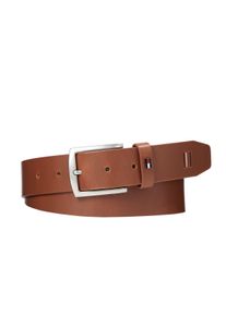 Velké Velikosti - Tommy Hilfiger - Kožený opasek s hranatou přezkou - 140 - Hnědá