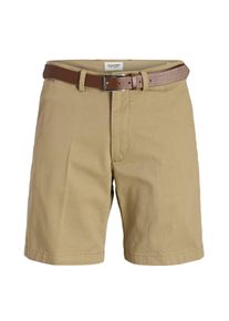 Jack & Jones Velké Velikosti - Jack & Jones - Chino šortky s koženým páskem - 44/30 - Hnědá