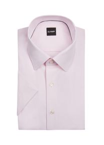 Velk&eacute; Velikosti - OLYMP - Comfort Fit, ko&scaron;ile s kr&aacute;tk&yacute;m ruk&aacute;vem z elastick&eacute;ho kepru - 54 - Růžově červen&aacute;