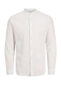 Jack & Jones Velk&eacute; Velikosti - Jack & Jones - Jednobarevn&aacute; ko&scaron;ile se lnem a stoj&aacute;čkem - 6XL - B&iacute;l&aacute;